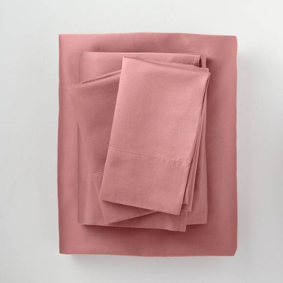 Casaluna - Full 500 Thread Count Washed Supima Sateen Solid S Rose - Picture 1 of 4